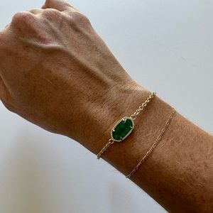 Kendra Scott Elaina Adjustable Chain Bracelet in Emerald Cat Eye